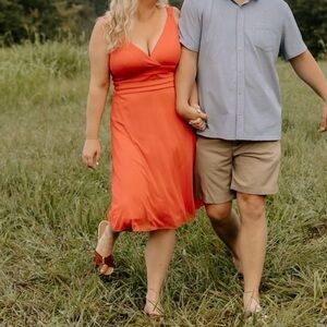 Women's Coral Red Sleeveless Midi Dress